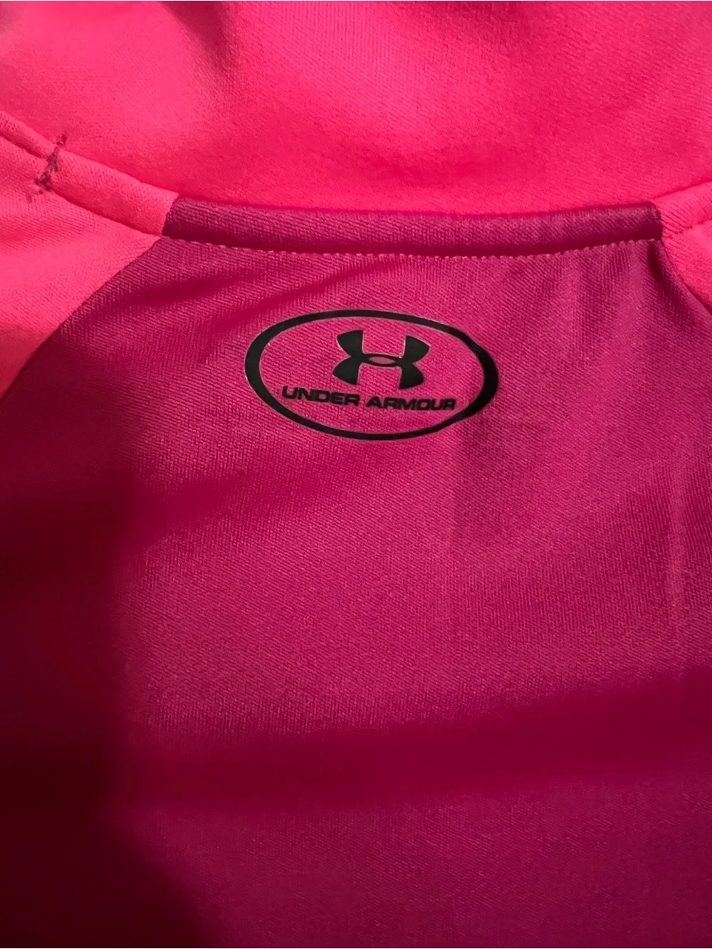 UNDER ARMOUR Heat Gear Fitted Athletic Tech Graphic Quarter Zip Pink Girl's Sz S